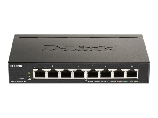 D-Link | 8-Port Gigabit PoE Smart Managed Switch | DGS-1100-08PV2 | Web managed | Desktop | Power supply type External