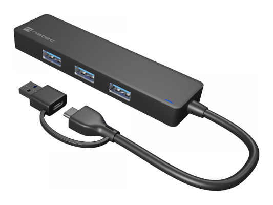 Natec | USB 3.0 HUB, Mayfly, 4-Port | Moth NHU-1342 | Black | 0.15 m