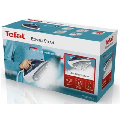 TEFAL | FV2837E0 | Steam Iron | 2400 W | Water tank capacity 150 ml | Continuous steam 35 g / min | Blue / White