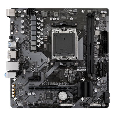 Gigabyte | A620M H 1.0 M / B | Processor family AMD | Processor socket AM5 | DDR5 DIMM | Memory slots 2 | Supported hard disk drive interfaces SATA, M.2 | Number of SATA connectors 4 | Chipset AMD A620 | Micro ATX