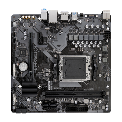 Gigabyte | A620M H 1.0 M / B | Processor family AMD | Processor socket AM5 | DDR5 DIMM | Memory slots 2 | Supported hard disk drive interfaces SATA, M.2 | Number of SATA connectors 4 | Chipset AMD A620 | Micro ATX