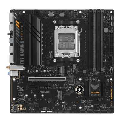 Asus | TUF GAMING A620M-PLUS WIFI | Processor family AMD | Processor socket AM5 | DDR5 DIMM | Memory slots 4 | Supported hard disk drive interfaces SATA, M.2 | Number of SATA connectors 4 | Chipset AMD A620 | Micro-ATX