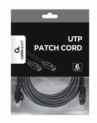UTP Cat6 | Patch cord | PVC AWG 26 (7 x 0.15 mm wire) | Black | 5 m