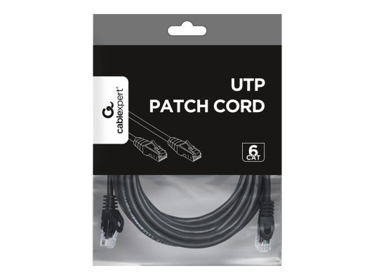 UTP Cat6 | Patch cord | PVC AWG 26 (7 x 0.15 mm wire) | Black | 5 m