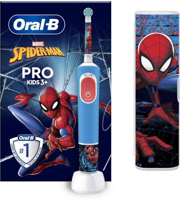 Oral-B | Electric Toothbrush with Travel Case | Vitality PRO Kids Spiderman | Rechargeable | For children | Number of brush heads included 1 | Number of teeth brushing modes 2 | Blue