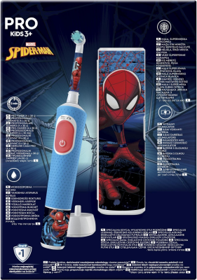 Oral-B | Electric Toothbrush with Travel Case | Vitality PRO Kids Spiderman | Rechargeable | For children | Number of brush heads included 1 | Number of teeth brushing modes 2 | Blue