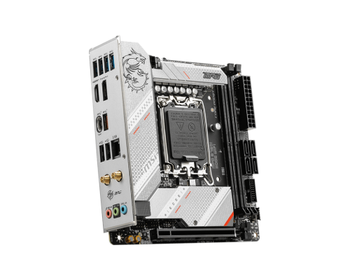 MSI | MPG B760I EDGE WIFI | Processor family Intel | Processor socket LGA1700 | DDR5 DIMM | Memory slots 2 | Supported hard disk drive interfaces SATA, M.2 | Number of SATA connectors 4 | Chipset Intel B760 | Mini-ITX