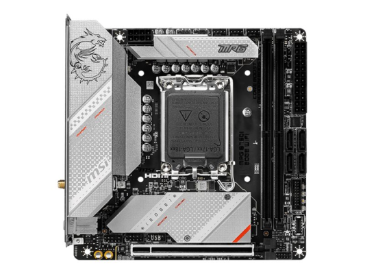 MSI | MPG B760I EDGE WIFI | Processor family Intel | Processor socket LGA1700 | DDR5 DIMM | Memory slots 2 | Supported hard disk drive interfaces SATA, M.2 | Number of SATA connectors 4 | Chipset Intel B760 | Mini-ITX