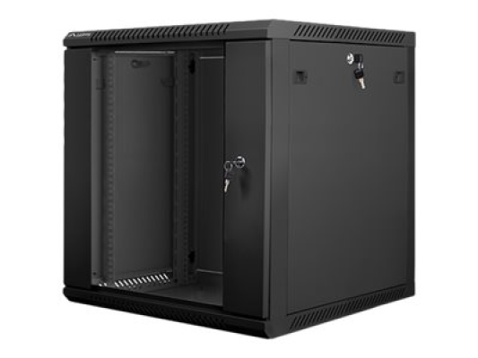 Lanberg | Rack cabinet 19" wall-mount 12U / 600x600 (flat pack) with glass door | WF01-6612-10B | Black