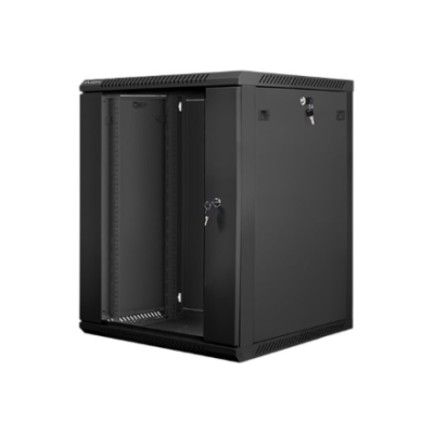 Lanberg | Rack cabinet 19" wall-mount 15U / 600x600 (flat pack) with glass door | WF01-6615-10B | Black
