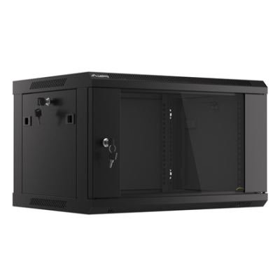Lanberg | Rack cabinet 19" wall-mount 6U / 600x450 (flat pack) with glass door V2 | WF01-6406-10B | Black