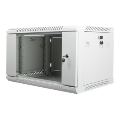 Lanberg | Rack cabinet 19" wall-mount 6U / 600x450 (flat pack) with glass door | WF01-6406-10S | Grey