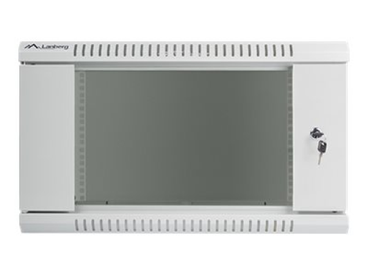 Lanberg | Rack cabinet 19" wall-mount 6U / 600x450 (flat pack) with glass door | WF01-6406-10S | Grey
