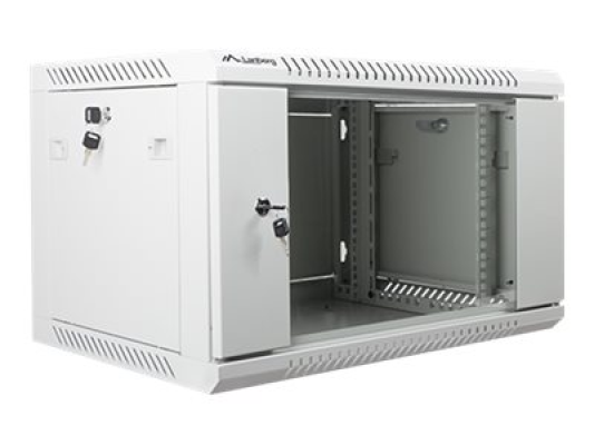 Lanberg | Rack cabinet 19" wall-mount 6U / 600x450 (flat pack) with glass door | WF01-6406-10S | Grey