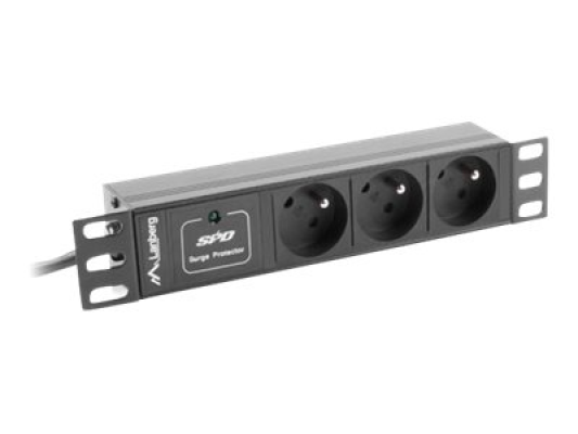 Lanberg Power Distribution Unit (PDU) 10" 1U 16A 2m 3x French Outlets | PDU-03E-0200-BK