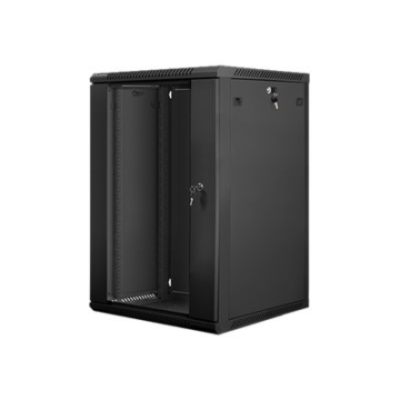 Lanberg | Rack cabinet 19" wall-mount 18U / 600x600 (flat pack) with glass door | WF01-6618-10B | Black