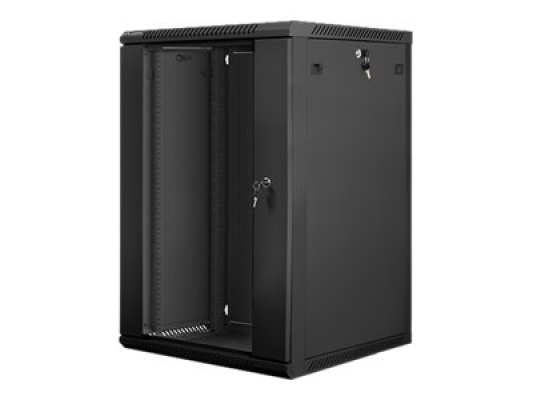 Lanberg | Rack cabinet 19" wall-mount 18U / 600x600 (flat pack) with glass door | WF01-6618-10B | Black