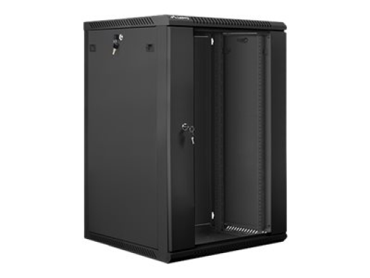 Lanberg | Rack cabinet 19" wall-mount 18U / 600x600 (flat pack) with glass door | WF01-6618-10B | Black
