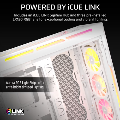 Corsair PC Case | iCUE LINK 5000T LX RGB | White | Mid-Tower | Power supply included No
