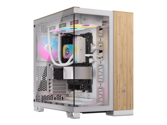 Corsair Dual Chamber PC Case | 6500X | White / Bamboo wood | Mid Tower | Power supply included No