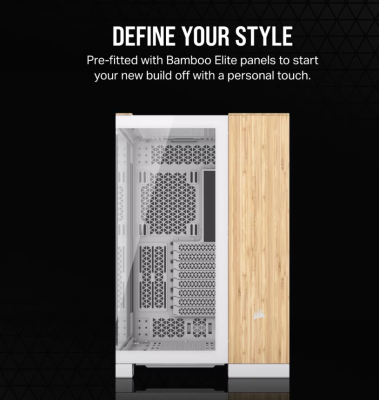 Corsair Dual Chamber PC Case | 6500X | White / Bamboo wood | Mid Tower | Power supply included No