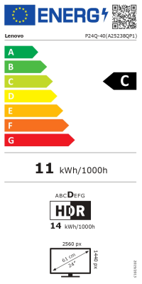 Lenovo | ThinkVision P24q-40 | 23.8 " | IPS | 16:9 | 120 Hz | 4 ms | 2560 x 1440 pixels | 300 cd / m² | HDMI ports quantity 1 | Raven Black | Warranty 36 month(s)