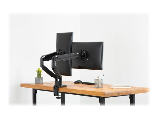 Digitus | Desk Mount | Universal Dual Monitor Mount with Gas Spring and Clamp Mount | Swivel, height adjustment, rotate | Black