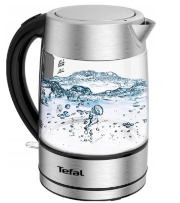 TEFAL | Kettle | KI772D | Electric | 2400 W | 1.7 L | Glass | 360° rotational base | Stainless Steel / Black