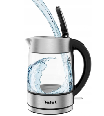 TEFAL | Kettle | KI772D | Electric | 2400 W | 1.7 L | Glass | 360° rotational base | Stainless Steel / Black