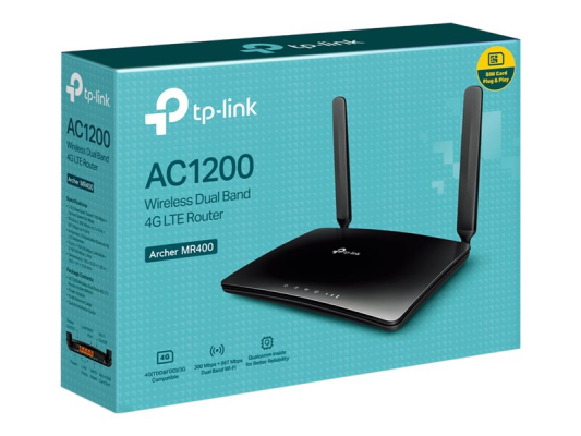 MR400 AC1200 Wireless Dual Band 4G LTE Router | Archer MR400 | 802.11ac | 10 / 100 Mbit / s | Ethernet LAN (RJ-45) ports 3 | Mesh Support No | MU-MiMO No | 4G