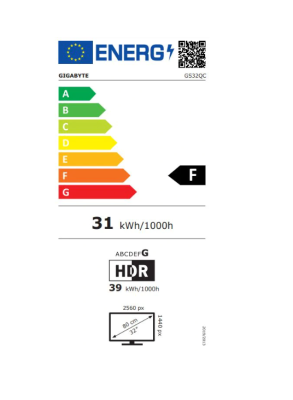 Gigabyte | Gaming Monitor | GS32QC EU | 31.5 " | VA | 170 Hz | 1 ms | 2560 x 1400 pixels | 300 cd / m² | HDMI ports quantity 2