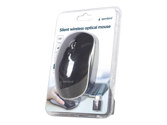 Gembird | Silent Optical Mouse | MUSW-4BSC-01 | Wireless | USB-C | Black