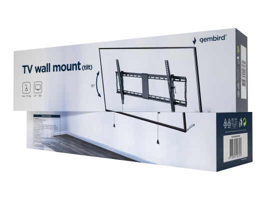 Gembird | Wall mount | WM-90T-01 | Tilt | 43-90 " | Maximum weight (capacity) 70 kg | Black