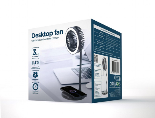 Gembird | TA-WPC10-LEDFAN-01 Desktop Fan With Lamp And Wireless Charger | N / A | Phone or tablet with built-in Qi wireless charging