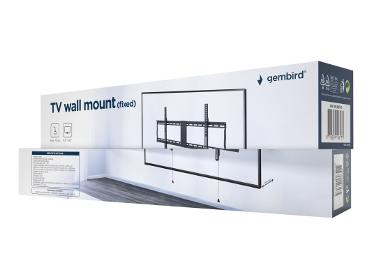 Gembird | Wall mount | Fixed | 43-90 " | Maximum weight (capacity) 70 kg | Black