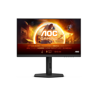 AOC | Gaming Monitor | 27G4X | 27 " | IPS | 16:9 | 180 Hz | 1 ms | 1920 x 1080 pixels | 300 cd / m² | HDMI ports quantity 2 | Black