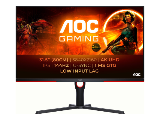 AOC | Monitor | U32G3X / BK | 31.5 " | IPS | 16:9 | 144 Hz | 1 ms | 3840 x 2160 pixels | 400 cd / m² | HDMI ports quantity 2 | Black