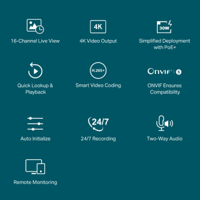 TP-LINK | PoE+ Network Video Recorder | VIGI NVR2016H-16MP | 2 | 16 Channel