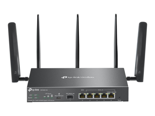 Omada 4G+ Cat6 AX3000 Gigabit VPN Router | ER706W-4G | 802.1q | 10 / 100 / 1000 Mbit / s | Mesh Support Yes | MU-MiMO Yes | Antenna type Detachable | 60 month(s)