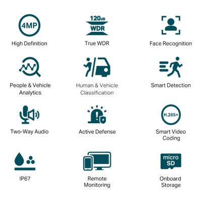 TP-LINK | Outdoor ColorPro Night Vision Network Camera | VIGI C340S(4mm) | 36 month(s) | Bullet | 4 MP | Fixed | Power over Ethernet (PoE) | IP67 | H.265 / H.264 | MicroSD Card, Up to 256 GB