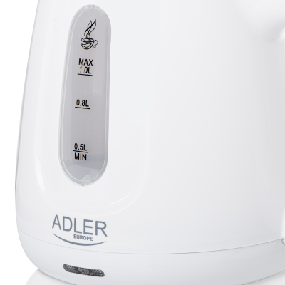 Adler Kettle | AD 1373 | Electric | 850 W | 1 L | Polypropylene | 360° rotational base | White