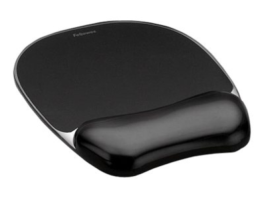 Fellowes | Mouse pad with wrist support CRYSTAL | Mouse pad with wrist pillow | 202 x 235 x 25 mm | Black