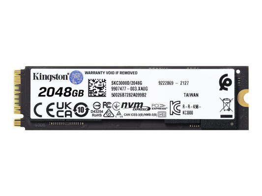Kingston | SSD | KC3000 | 2048 GB | SSD form factor M.2 2280 | Solid-state drive interface PCIe 4.0 NVMe M.2 | Read speed 7000 MB / s | Write speed 7000 MB / s