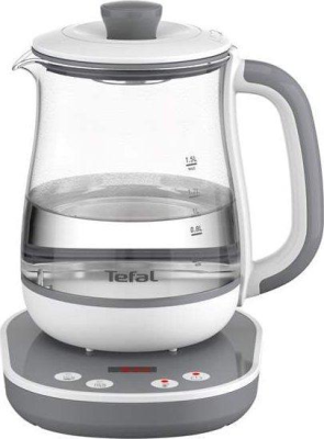 TEFAL Tastea Kettle | BJ551B10 | Tea Kettle | 1400 W | 1.5 L | Glass | 360° rotational base | Grey / White