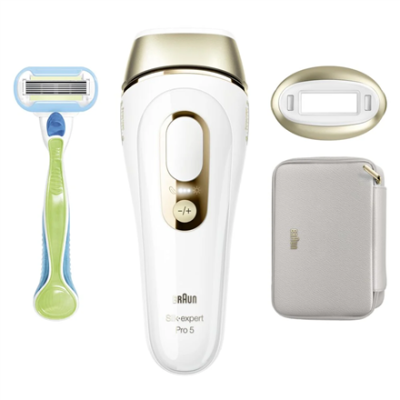 Braun Silk-expert Pro 5 Epilator | PL5052 | Bulb lifetime (flashes) 400.000 | Number of power levels 10 | White / Gold