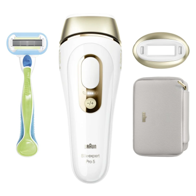 Braun Silk-expert Pro 5 Epilator | PL5052 | Bulb lifetime (flashes) 400.000 | Number of power levels 10 | White / Gold