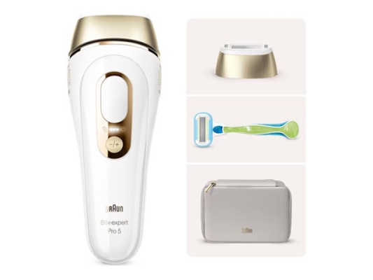 Braun Silk-expert Pro 5 Epilator | PL5052 | Bulb lifetime (flashes) 400.000 | Number of power levels 10 | White / Gold