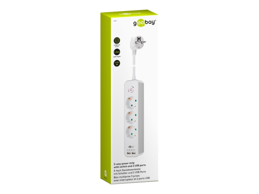 41264 3-Way Power Strip with Switch and USB | Sockets quantity 3