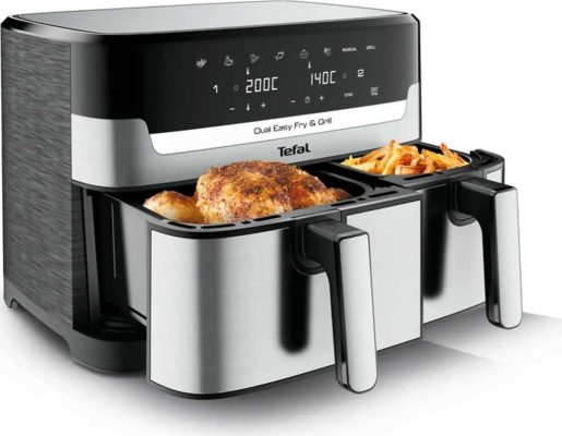 TEFAL Fryer | EY905D10 | Capacity 5.2+3.1 L | Hot air technology | Stainless Steel / Black