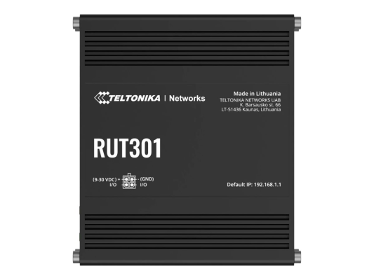 Ethernet Router | RUT301 | No Wi-Fi | 10 / 100 Mbit / s | Ethernet LAN (RJ-45) ports 5 | Mesh Support No | MU-MiMO No | No mobile broadband